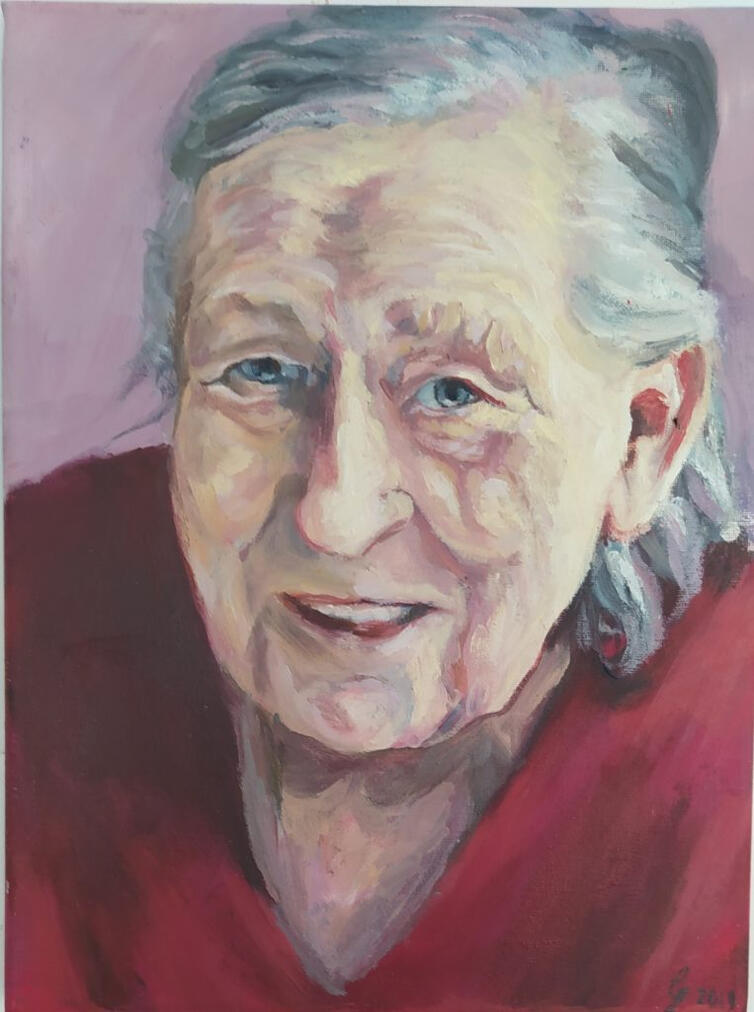 Babcia . Olej na płótnie 30×40 cm