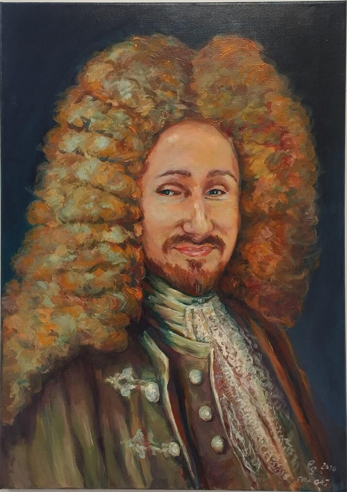 Andrzej król słońce. Obraz akrylowy na płótnie 50x70 cm. Kolekcja prywatna