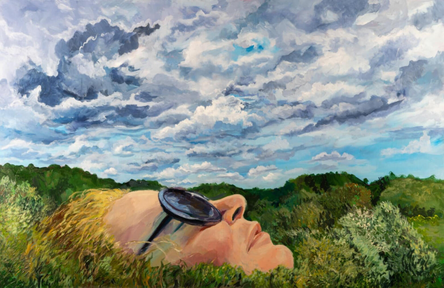 "Z głową w chmurach" obraz akrylowy na płótnie 75x100 cm.