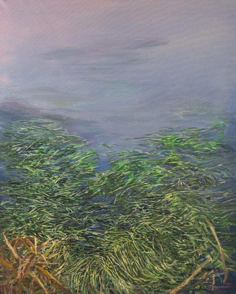 "Chęchy na jeziorze Gosławskim" . Obraz akrylowy na płótnie 100x80 cm