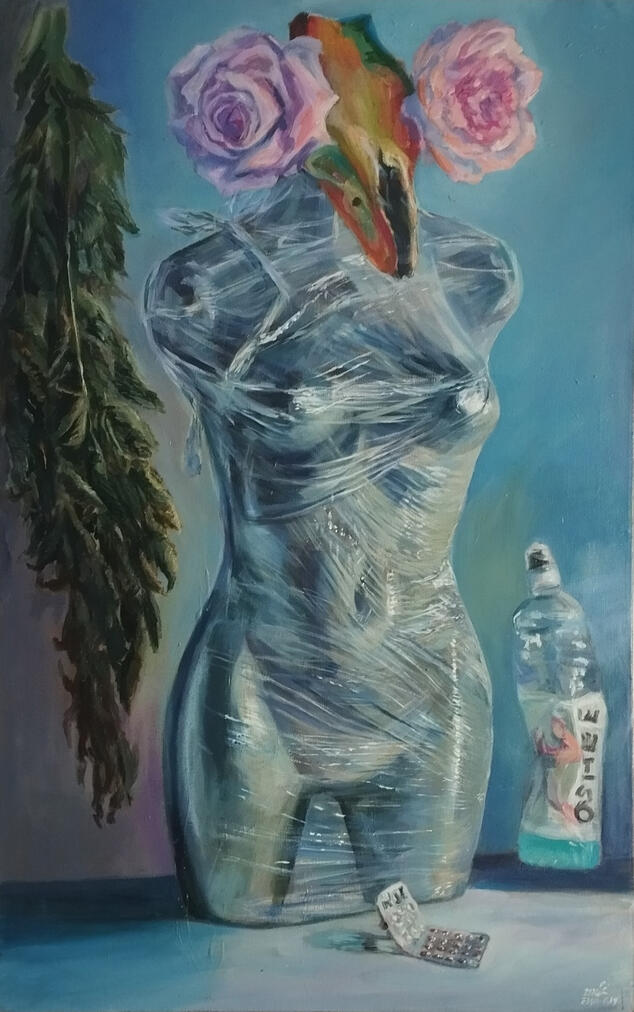 Śmieci z lasu 70x110cm Obraz akrylowy na płótnie. 2024r.