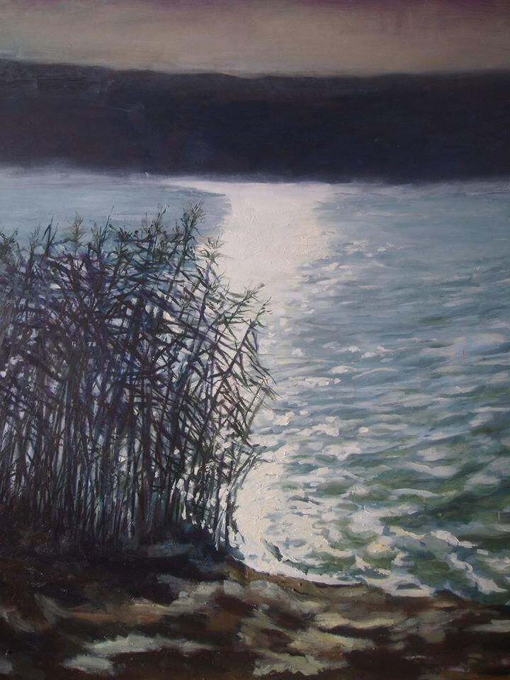 Jezioro na Trębach Olej 100×100 cm 2018r Kolekcja prywatna.